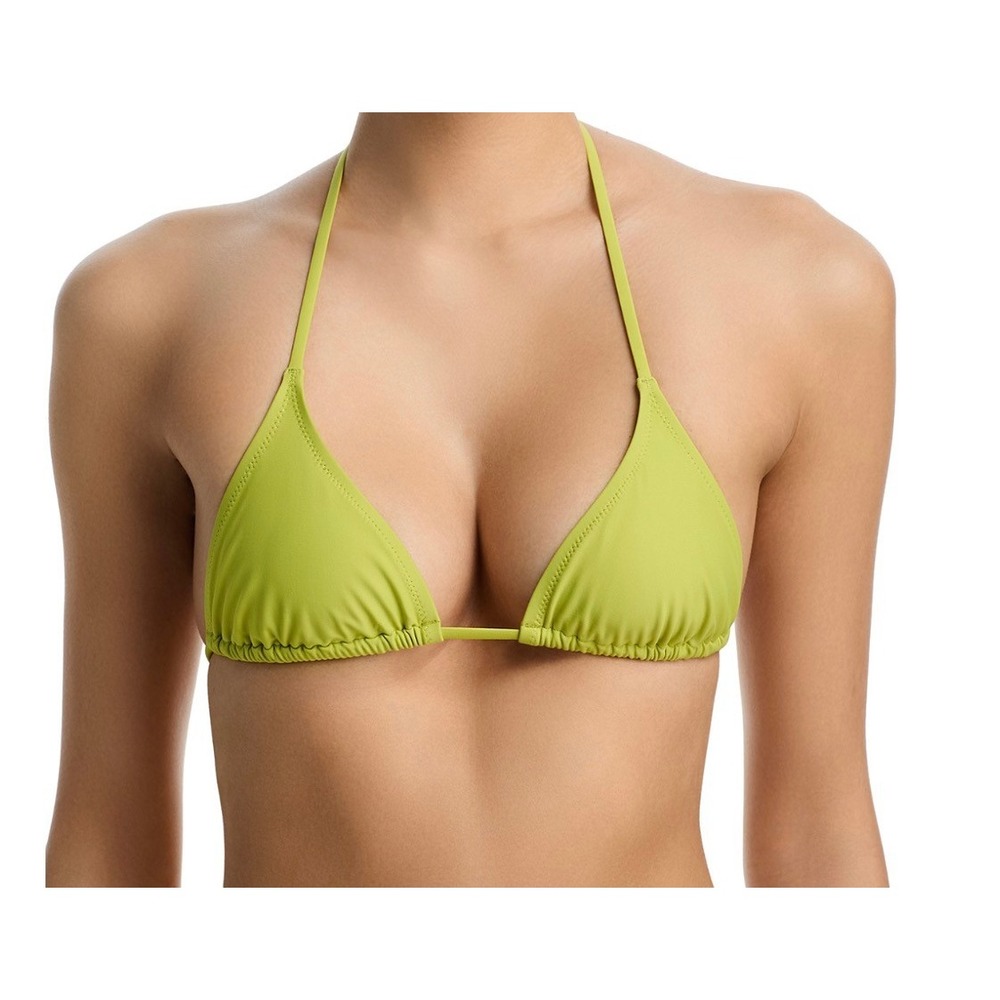 Solid & Striped The Iris Triangle Bikini Top Guava Green Fish Charms Size M